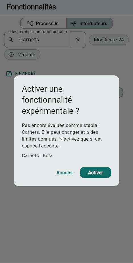 Bêta, non évaluée, et la question avant d’activer