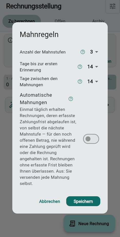 Zahlungserinnerungen