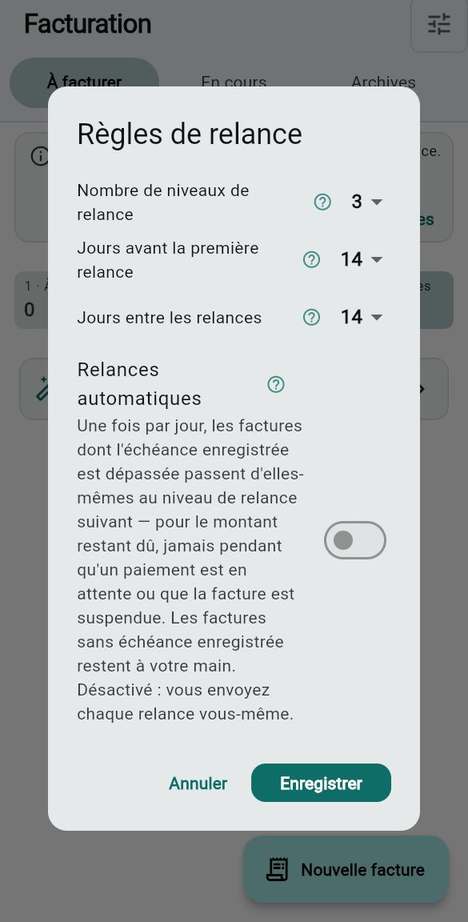 Relances de paiement