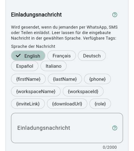 Die Einladungsnachricht, Sprache für Sprache