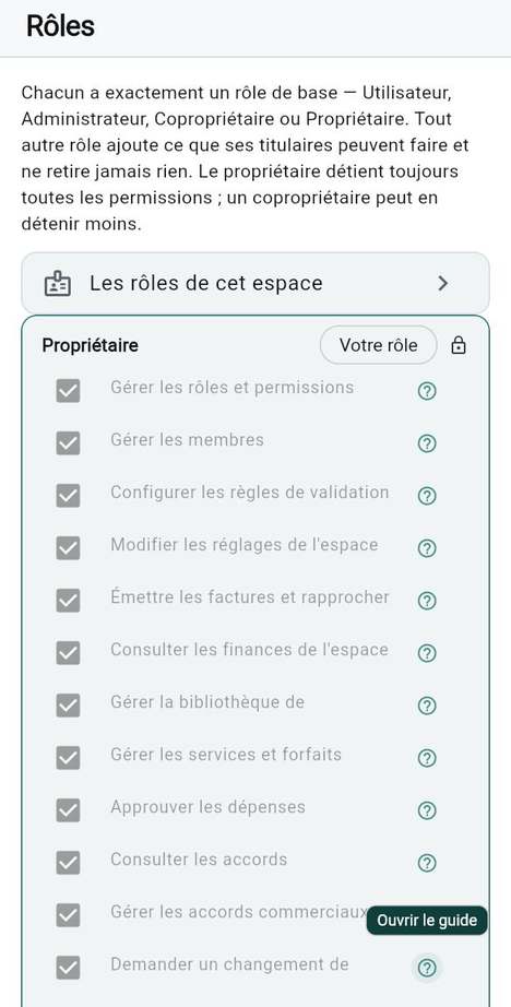 La matrice des rôles : le moindre privilège