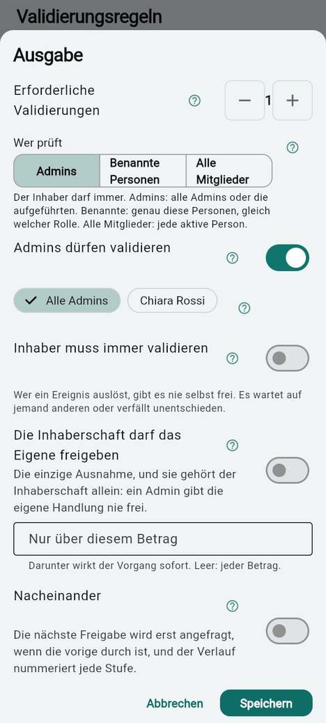 Freigabe: woraus eine Regel besteht