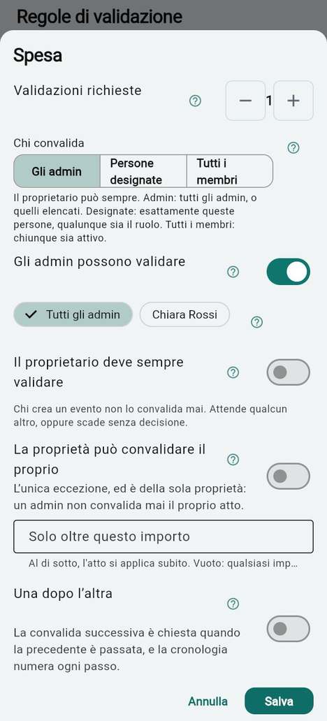 Convalida: di che cosa è fatta una regola