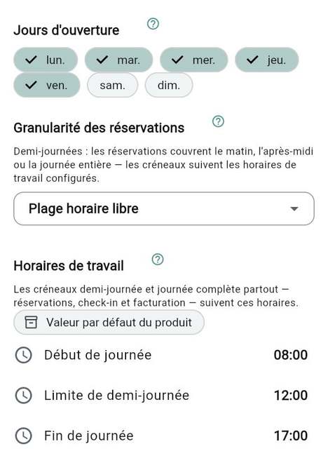Horaires d’ouverture et règles de réservation