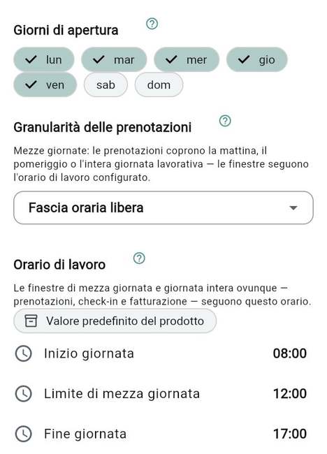 Orari di apertura e regole di prenotazione