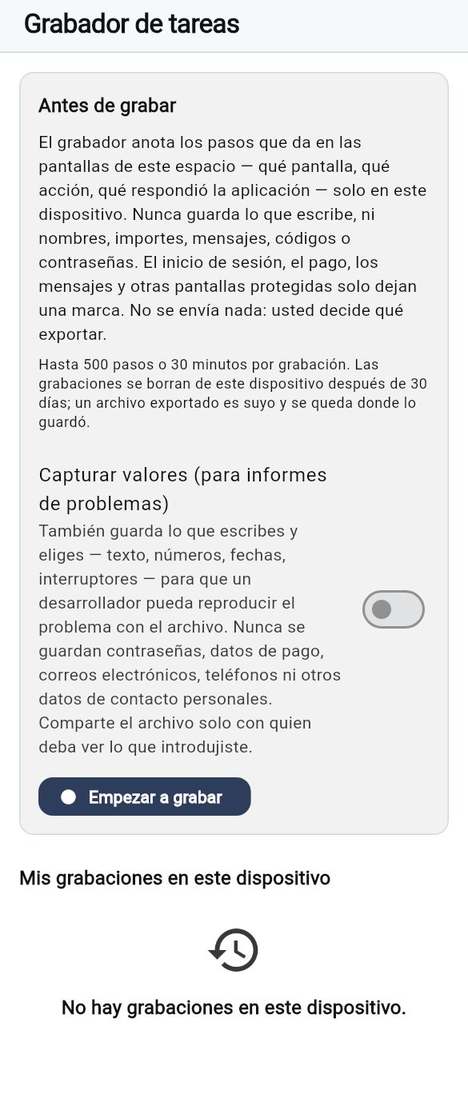 Grabe una tarea