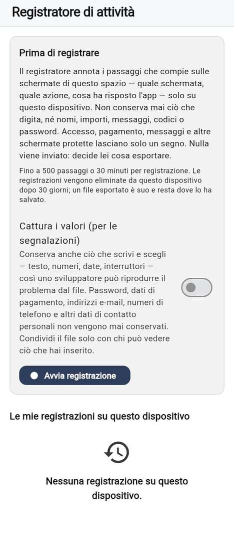 Registrare un'attività