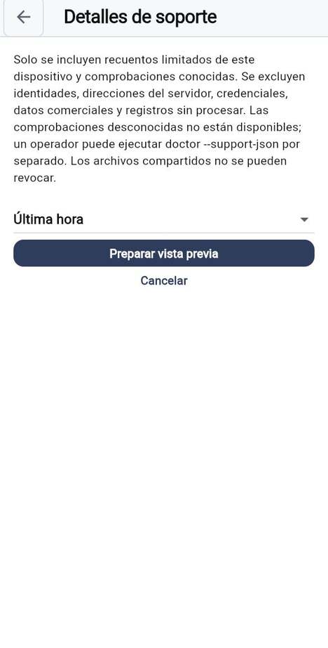 Detalles de soporte