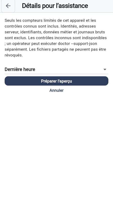Détails pour l'assistance