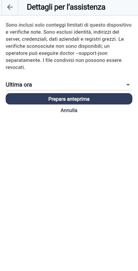 Dettagli per l'assistenza