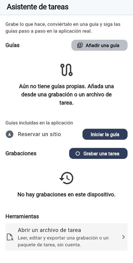 El grabador de tareas y las visitas guiadas