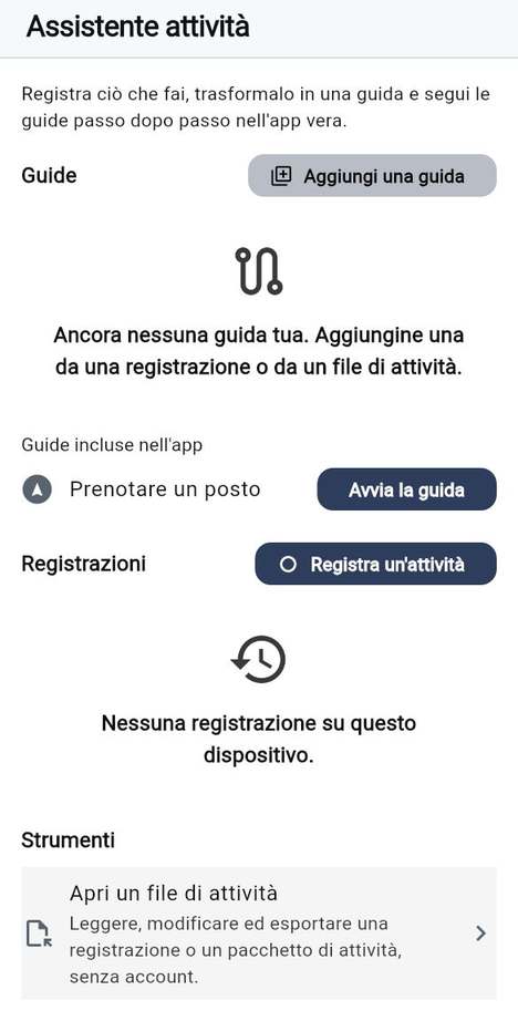 Il registratore di attività e le visite guidate