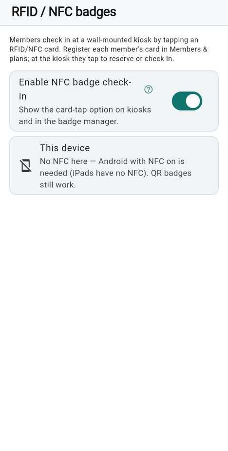 NFC badge check-in