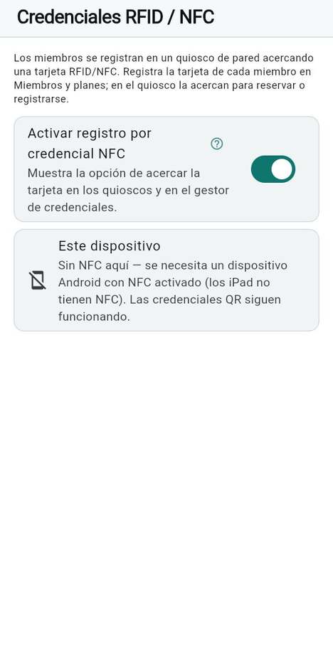 Registro con credencial NFC