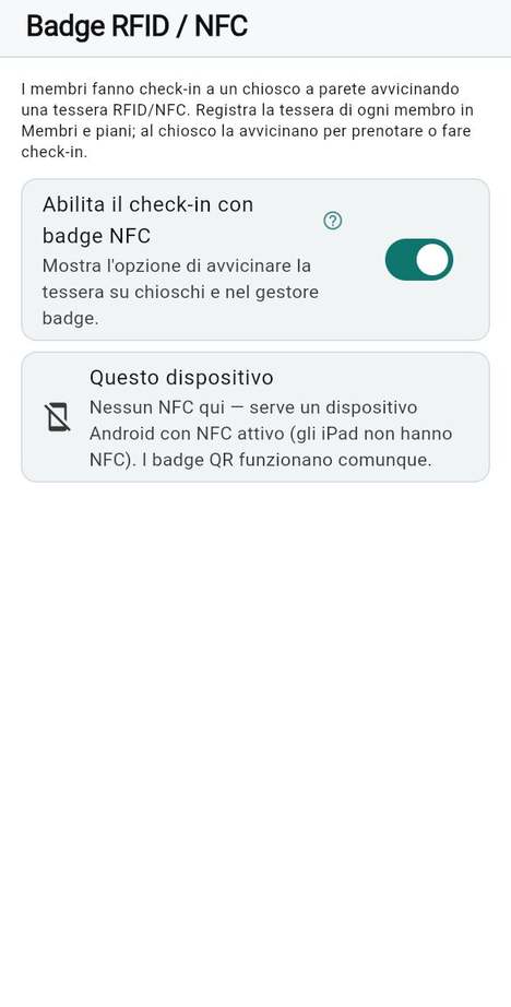 Check-in con badge NFC