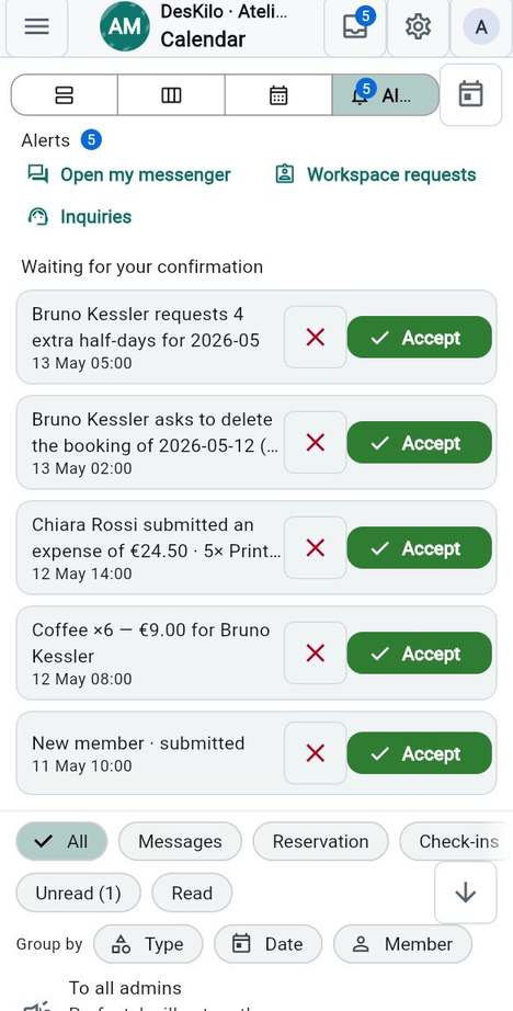Accept or decline a request