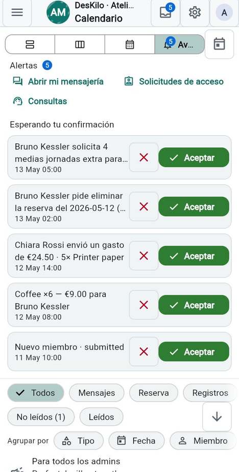 Aceptar o rechazar una solicitud