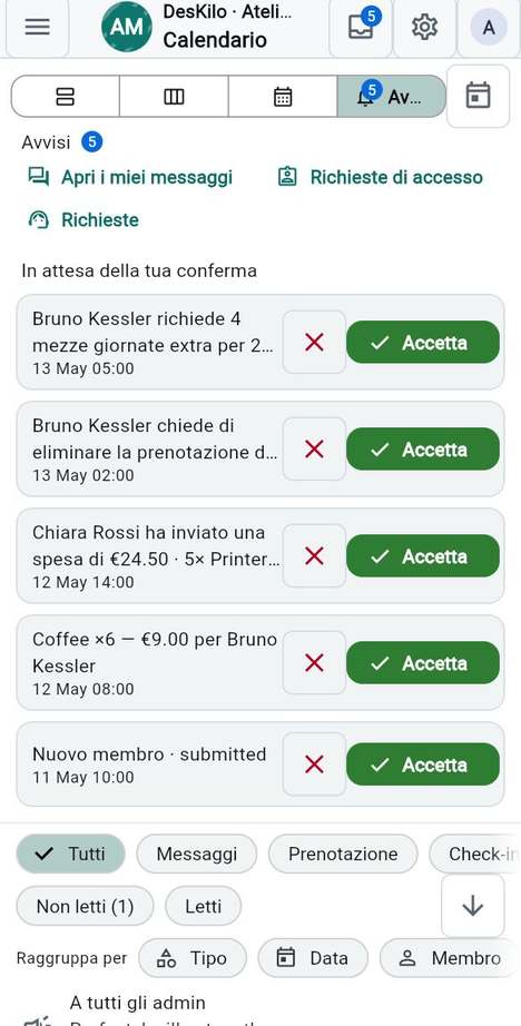 Accettare o rifiutare una richiesta