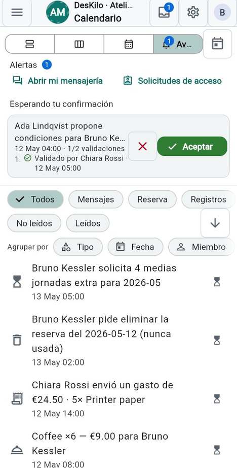 Eventos y confirmaciones
