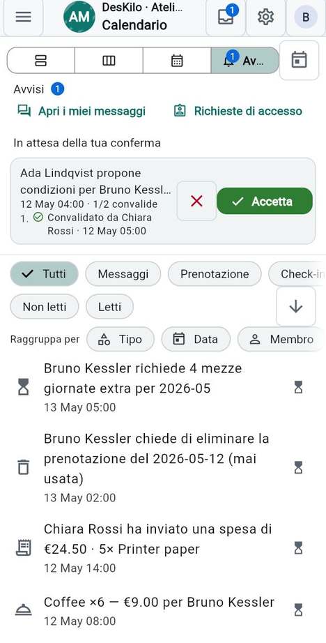 Eventi e conferme