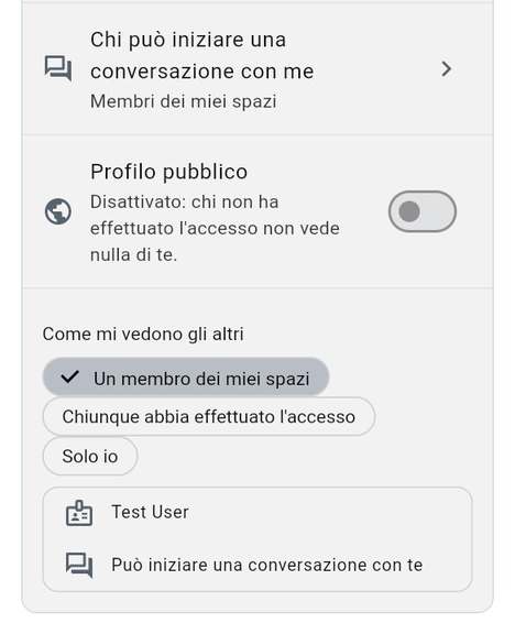 Il suo profilo pubblico