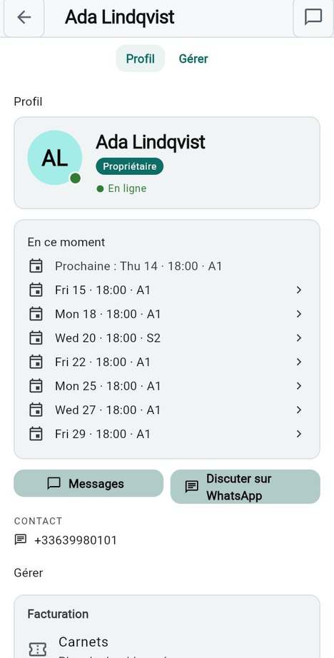 La page d'un membre