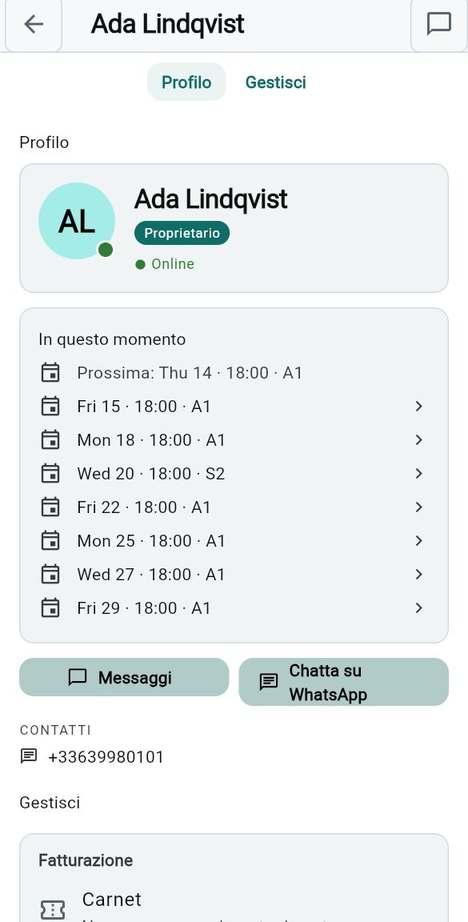 La pagina di un membro