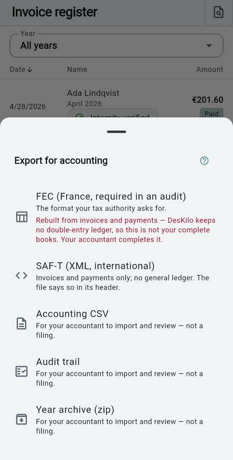 Accounting exports