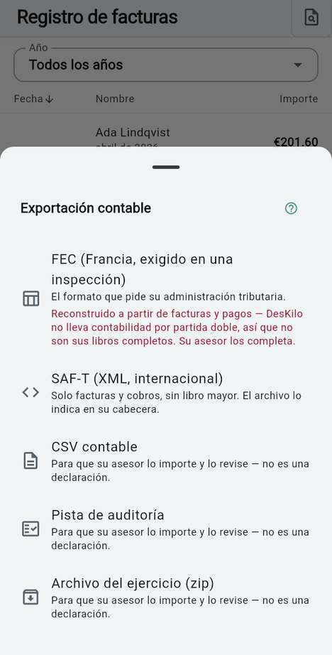 Exportaciones contables