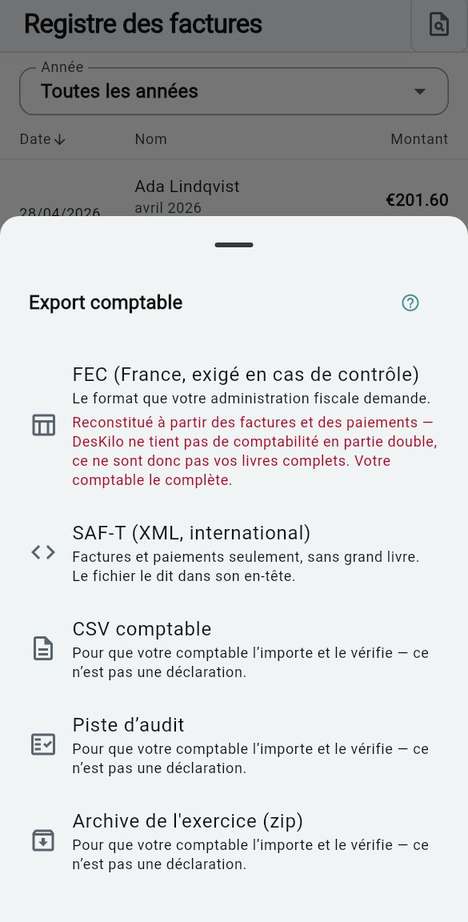 Exports comptables