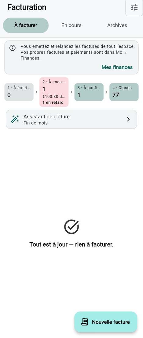L'écran Facturation