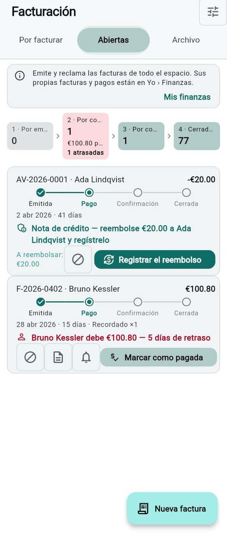 Reclamar y saldar facturas abiertas