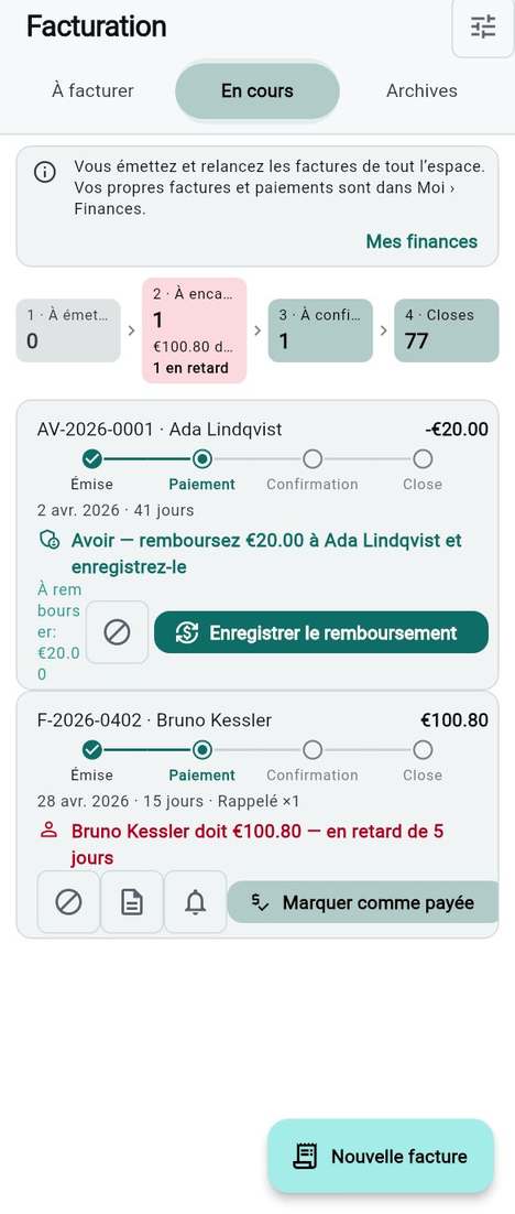 Relancer et solder les factures en cours