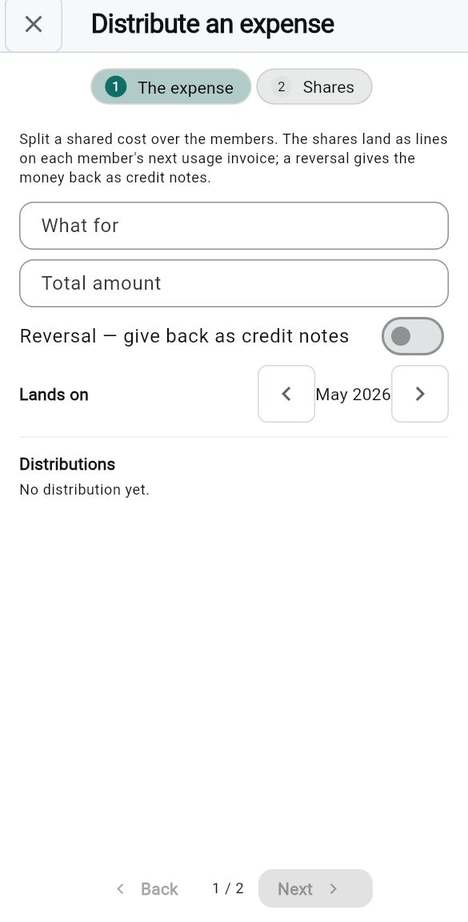 Distribute a shared expense
