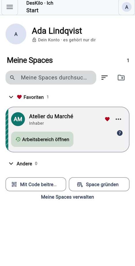 Ihre Spaces ordnen