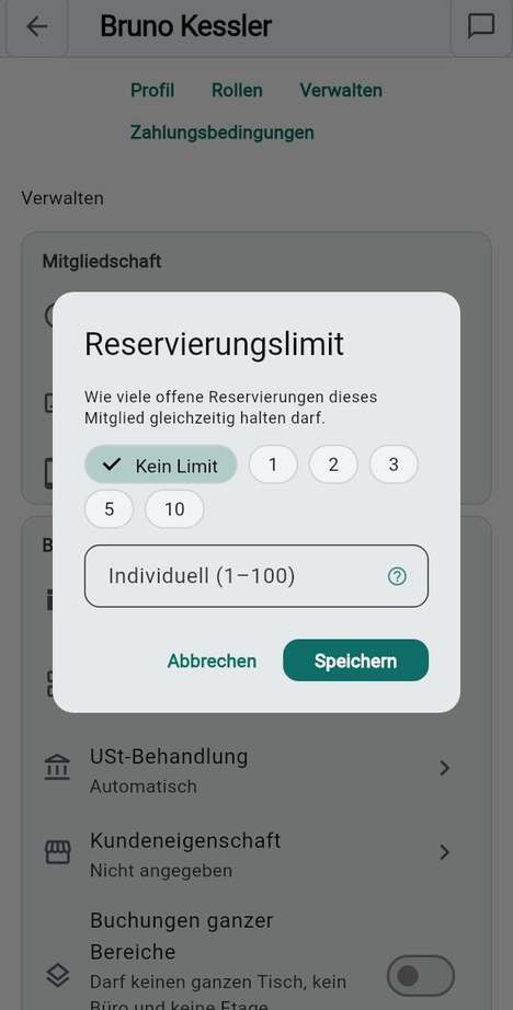 Reservierungslimit