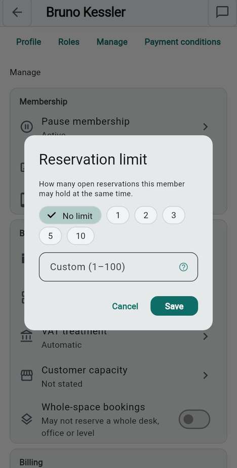 Reservation limit
