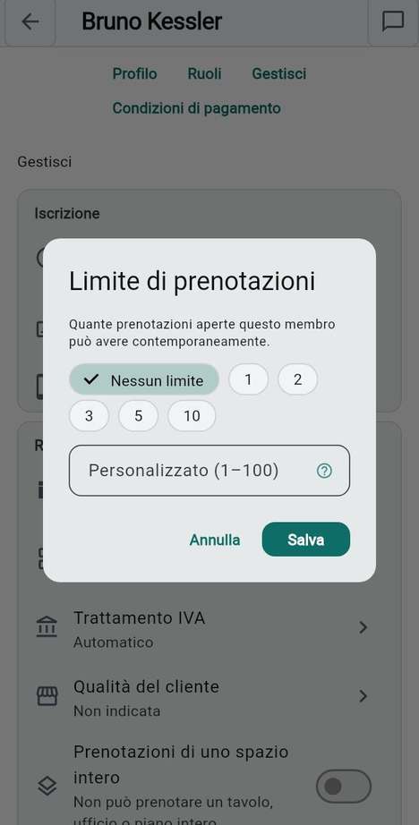 Limite di prenotazioni