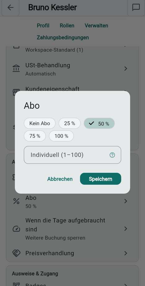 Das Abo eines Mitglieds