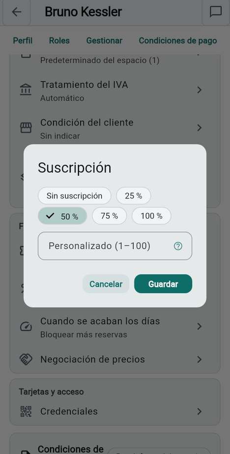 La suscripción de un miembro