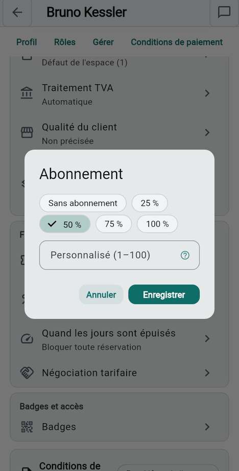 L'abonnement d'un membre