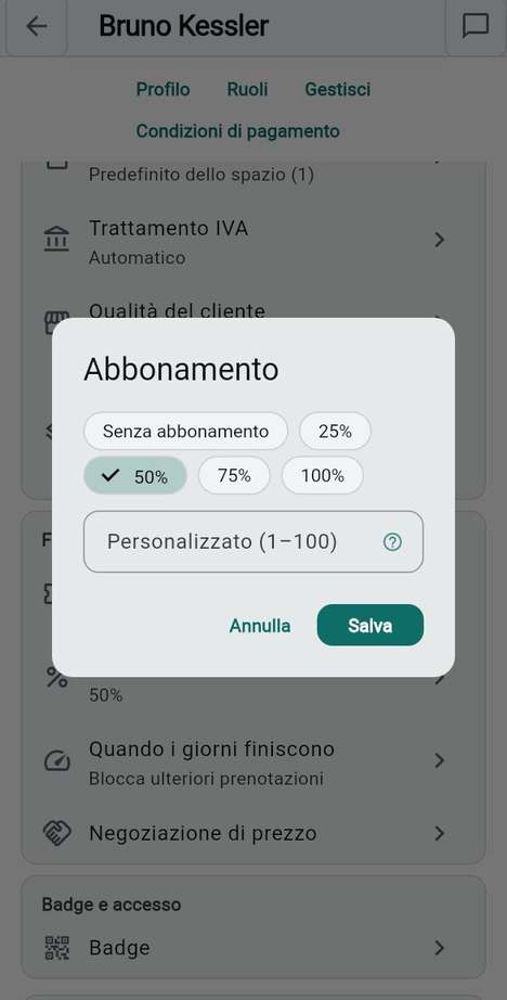 L'abbonamento di un membro