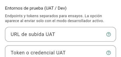 Endpoint y token UAT