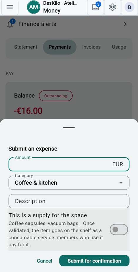Submit an expense