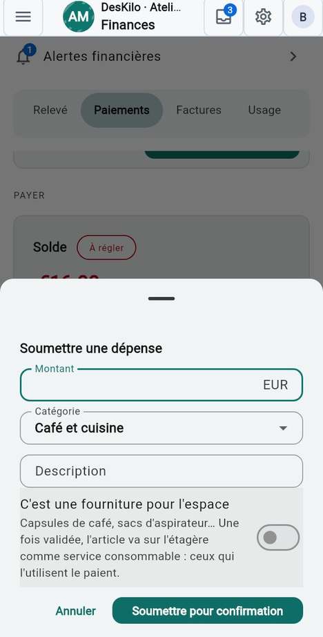 Soumettre une dépense