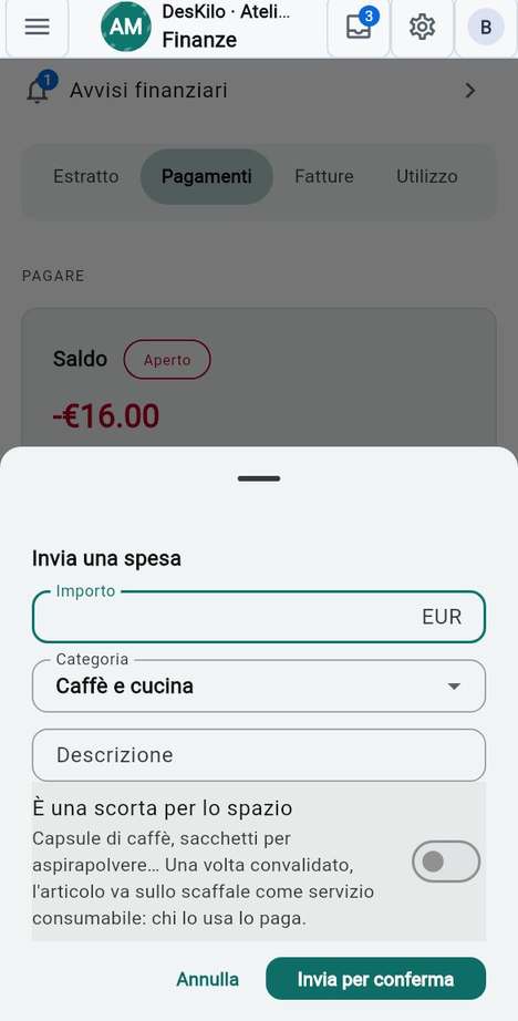 Inviare una spesa