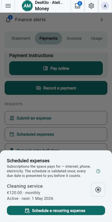 Scheduled expenses