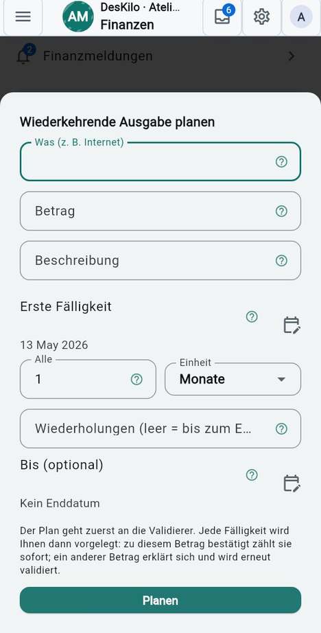 Geplante Ausgaben