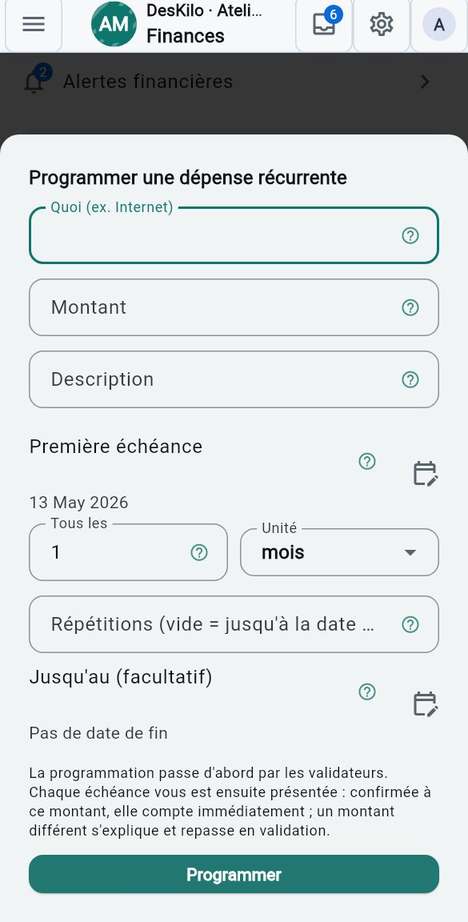 Dépenses programmées
