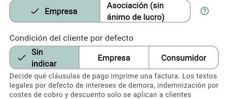 Condición del cliente por defecto